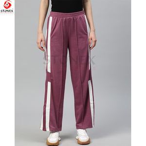 La mejor personalización recta pierna ancha raya lateral estilo mujeres pantalones Cargo/pantalones de chándal venta - Product Image 1
