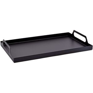 Plateau de service rectangulaire de luxe en acier inoxydable avec poignées dorées, plateau ottoman décoratif en métal, design floral, plateau pour aliments et boissons - Product Image 6