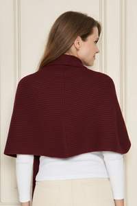 Poncho-châle chic pour femme à capuche en tricot, élégant, chaud, doux au toucher, respirant, écharpe d'hiver à capuche, tricot multifonctionnel - Product Image 5