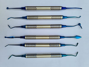 Juego de espátula de relleno de resina chapada en titanio QNQ Hit, Instrumentos dentales manuales, Kit de cirugía restauradora, base compuesta quirúrgica - Product Image 3