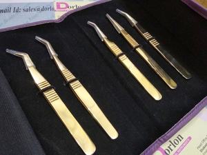 Line Pattern Design Handle Gold Plated <b>Eyelash</b> <b>Tweezers</b> Stainless Steel Custom Logo Pointed Curved <b>Eyelash</b> Extension <b>Tweezers</b> - Product Image 2