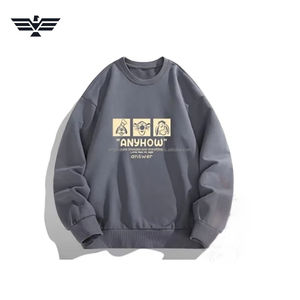 Custom Color 100% Cotton Breathable Winter Solid <b>Men</b> Crewneck Sweatshirt ANYHOW Casual <b>Pullover</b> - Product Image 4