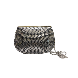 กระเป๋าเสื้อผ้ากำมะหยี่ดีไซน์ใหม่ประดับด้วยหินไข่มุกสีเทาและสีขาวสำหรับผู้หญิงกระเป๋าเชือกกำมะหยี่มีลายปักมุกและหิน - Product Image 6