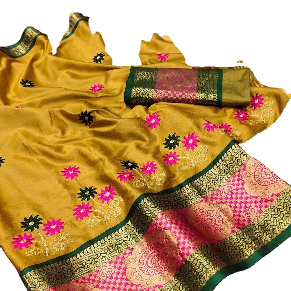 Pure tussar silk maharastra special Designer Paithani Type Simple Satin Silk Saree For Wedding Reecption