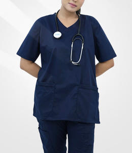 Uniforme Médico Personalizado con Logotipo, Tela Elástica de Poliéster y Spandex, Manga Corta, Unisex, Fácil Cuidado, Antiarrugas, para Doctor y Hospital - Product Image 1