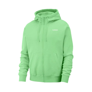 Últimas sudaderas con capucha para hombre Logotipo personalizado Hombres Cremallera completa con dos bolsillos Sudaderas con capucha transpirables Básicos Mezcla de algodón - Product Image 1