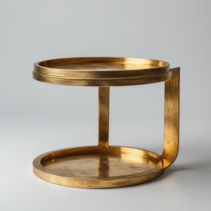 Table d'appoint moderne faite à la main, rangement artisanal élégant en laiton massif, finition miroir en aluminium coulé pour intérieurs de luxe - Product Image 4
