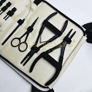 MATT BLACK Stainless Steel Hair Extension Tools Kit Pliers Micro <b>Rings</b> Loop Needles <b>Clips</b> Strong Hold - Product Image 6