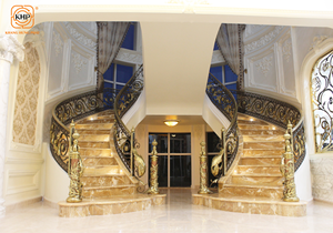 Rampe d'escalier en fer forgé durable KHP, traitement thermique, résistance élevée, facile à installer, décorative pour les maisons modernes. - Product Image 2