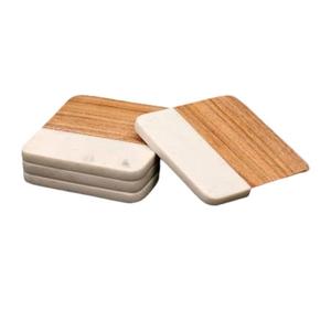 Ensemble de 4 sous-verres en marbre pour la cuisine Ensemble de sous-verres fantaisie avec marbre blanc et ustensiles de cuisine finis couleur or - Product Image 2