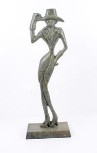 Sculpture artisanale en fonte d'aluminium représentant un homme jouant de la guitare avec finition argentée à bas prix - Product Image 2
