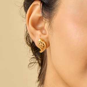 Boucles d'oreilles tendance religieuses en argent, modèle 186504, en alliage de zinc, serties de zircon et de diamants, motif fleur et insecte, pour mariage et fête - Product Image 3