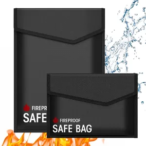 Bolsa de papel à prova de fogo, revestida de silicone, anti-coceira, de fibra de vidro, segura contra incêndio e água, para joias, armazenamento seguro