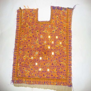 Baloch Vintage Tribal Banjara Ne Yoke Embroidery <b>Mirror</b> Work Cotton Fabric Used Clothes Applique Patch Sewing Short Sleeve - Product Image 4