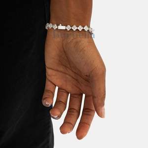 Bijoux fins Hip Hop 8mm 925 argent Sterling 14k plaqué or blanc VVS Moissanite diamant fleur Tennis Bracelet pour femme - Product Image 2