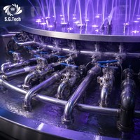 Fontaine musicale de jardin pour villa privée de luxe avec éclairage intime et buses à jets en acier inoxydable haute performance