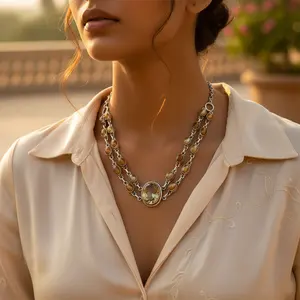 Collier en argent 925 avec perle pour femme, bijoux de déclaration - Product Image 1