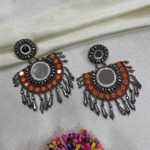 Beautiful <b>Peacock</b> Leaf Custom Multi-Beaded Earrings Women Festive Party <b>Jewelry</b> At Best Price Beaded Earrings - Product Image 4