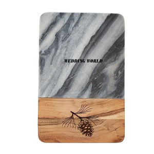 Tabla de cortar blanca de mármol Diseño creativo Bloque de cortar hecho a mano Encimera elegante clásica Tabla de queso de madera elegante - Product Image 5