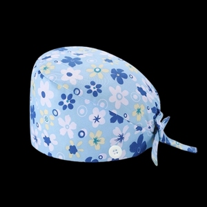 Gorro Quirúrgico de Moda con Estampado Floral, Gorro de Enfermería Médico de Doble Capa con Forro de Satén - Product Image 1