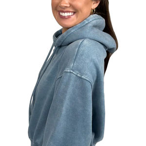 Nouvelle arrivée sur mesure coupe régulière sweats à capuche délavés à l'acide pour femmes quantité minimale de commande bas conception personnalisée séchage rapide sweats à capuche délavés à l'acide pour femmes - Product Image 6