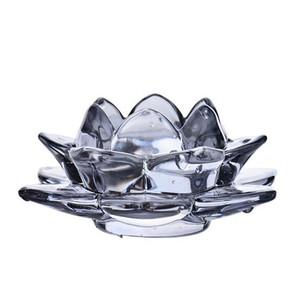 Support à bougie en verre transparent Lotus pour la maison, vente en gros - Product Image 3