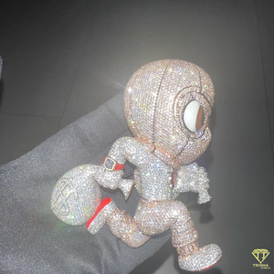 Personalizado diseño de dibujos animados laboratorio cultivado diamante fino colgantes y dijes Hip Hop Bling joyería oro blanco declaración personalizada fianza - Product Image 2