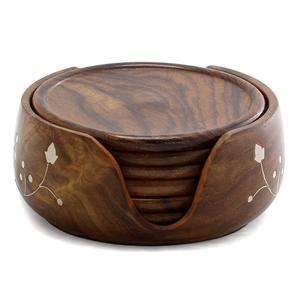 Handmade Wooden <b>Coaster</b> with Stand Natural <b>Drink</b> <b>Coasters</b> - Product Image 1