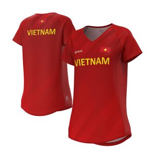 T-shirt de course à pied pour femme, léger, respirant, en jersey tricoté, col en V, pour équipe - Product Image 5