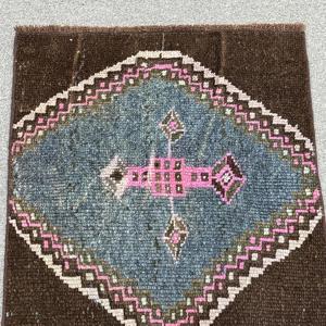 2.1x2.7 ft Small Vintage Rug, Turkish Rug, <b>Brown</b> Blue Persian <b>Wool</b> Rug - Product Image 5