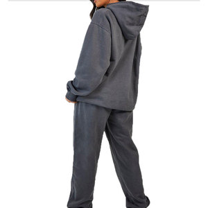 Conjunto de chándal unisex lavado con ácido, sudadera con capucha y pantalones deportivos vintage de peso pesado, chándal unisex transpirable de diseño personalizado - Product Image 6