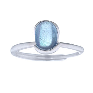 Anillo ovalado de Aguamarina ajustable elegante de plata de ley - Product Image 2