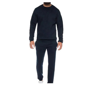 Conjunto de sudadera y pantalones de chándal para hombre a precio barato, chándal de diseño transpirable de talla grande de algodón liso de 2 piezas - Product Image 3