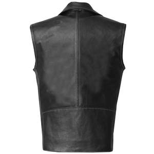 Gilet de motard en cuir véritable personnalisé pour hommes, épais et respirant, pour l'hiver, prix de gros - Product Image 2