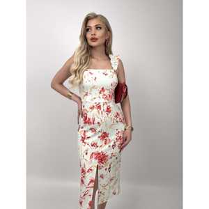 Vestido Ajustado de Satén 4019 con Diseño sin Tirantes y Estampado Digital con Tirantes de Globo - Product Image 1