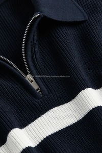 OEM New Style Men's Half Zipper Sweatshirts Stripes Loose Fit Mock Neck Custom Digital Print <b>Towel</b> Terry Plus Size Winter Wear - Product Image 3