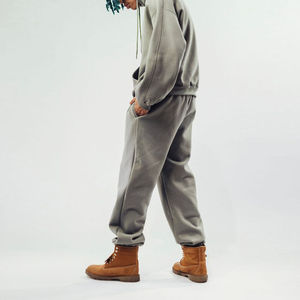 เซ็ตเสื้อฮู้ดและกางเกงวอร์มผ้าฟลีซ100% ผู้ชายชุดวอร์มทรงหลวมผ้าคอตตอนผลิตตามสั่งสำหรับฤดูหนาว - Product Image 4