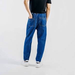 New Fashion <b>High</b> <b>Waist</b> <b>Men's</b> Stretch Denim Pants Custom Logo Loose Fit Straight Style Outdoor <b>Jeans</b> Boys Printed Pattern Pocket - Product Image 4