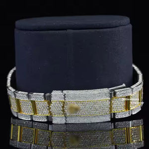 Montre antique de style luxe Montre pour homme en diamant glacé Montre cloutée en diamant de laboratoire bicolore pour homme - Product Image 2