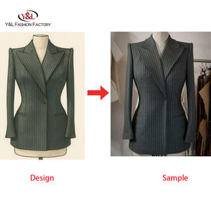 Costume de blazer structuré sur mesure <span class=keywords><strong>pour</strong></span> femmes OEM ODM avec fermeture à double boutonnage, ensembles <span class=keywords><strong>pantalon</strong></span> deux pièces <span class=keywords><strong>pour</strong></span> femmes - Product Image 2