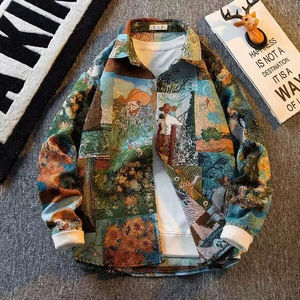 2025 printemps hommes doodle Camouflage hommes veste ample col rabattu Cargo revers manteau impression mode vestes vêtements d'extérieur mâle - Product Image 2