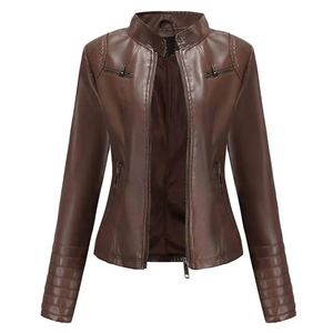 Winter Bomber Leather <b>Jacket</b> Women <b>Cropped</b> Embroidery <b>Jacket</b> Custom Logo PU Leather <b>Jackets</b> for <b>Ladies</b> - Product Image 1
