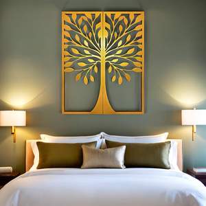 Décoration murale en or et métal Sculpture d'art en fer faite à la main pour le salon, la chambre et le bureau Pièce de décoration pour la maison - Product Image 1