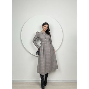 Cómodo Vestido a Cuadros con Cinturón 1052 - Product Image 5