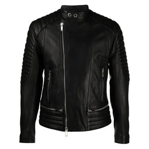 Veste en cuir personnalisée en toile teinte en noir avec fermeture à glissière latérale pour homme au meilleur prix - Product Image 1
