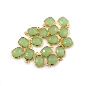 925 Sterling Silver 8x10mm Naturel Vert Prehnite Octogone Coussin Lunette Réglage Simple Boucle Lien Charme Connecteurs Faire Des Bijoux - Product Image 3