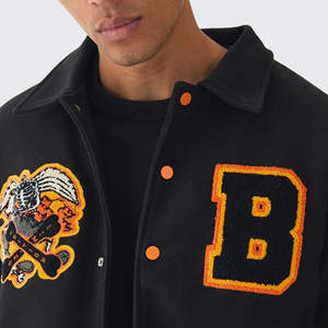 Men's Custom Logo <b>Vintage</b> <b>Varsity</b> <b>Jacket</b> Letterman <b>Jacket</b> Wholesale OEM Custom breathable Chenille Embroidered <b>Varsity</b> <b>Jacket</b> - Product Image 4