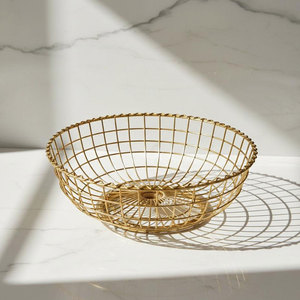 Panier à fruits en métal avec poignée, rangement écologique pour le partage familial, cadeaux - Dimensions : hauteur 12,065 cm, largeur 28,575 cm, poids 0,400 - Product Image 1