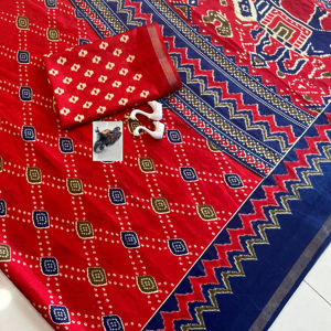 ชุดส่าหรีผู้หญิง Mul Mul คอลเลคชั่นที่ได้รับความนิยมสูงสุด พร้อมขอบตกแต่ง  ชุดอินเดีย มีสินค้าพร้อมส่ง - Product Image 1