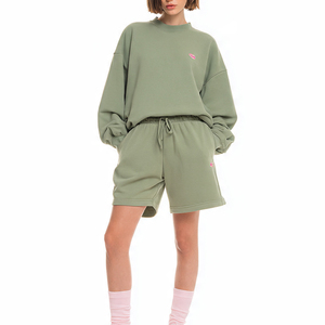 Ensemble de shorts de jogging en molleton pour femmes, entraînement, fitness, 450 GSM, ensemble de shorts de sport, sweat-shirts pour femmes, shorts en molleton, deux pièces - Product Image 3